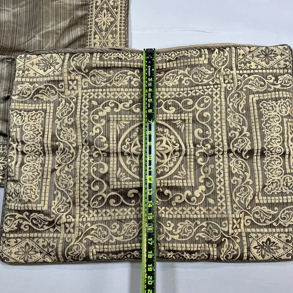 Set Of 2 Five Queen Court Pillowcase Euro Standard Brown Gold Embroidery Luxury